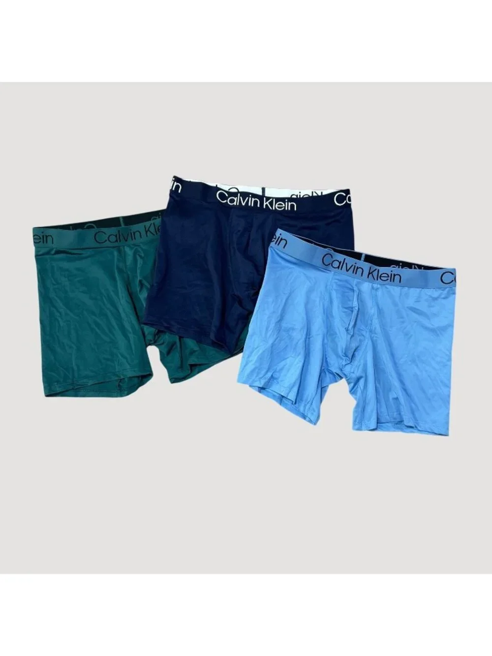 NWT Calvin Klein Men's M Blue/Green/Navy Microfiber Boxer Briefs 3-Pack